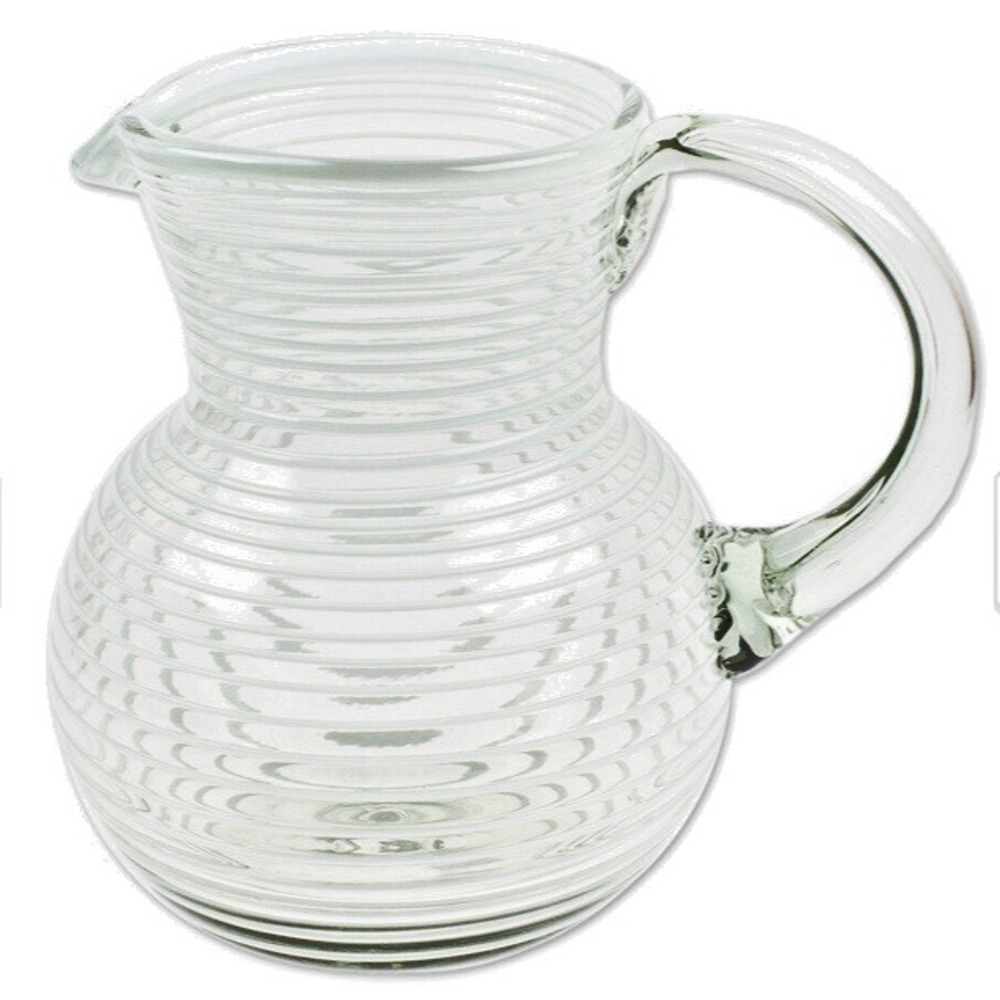 Novica Handmade White Handblown Glass Pitcher‎ Ice-Tea Sangria Margarita Mexico